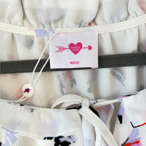 Buddy Love Ray Oyster Mini Ruffle Sleeve Tiered Cottagecore Dress Size Medium - Picture 7 of 7